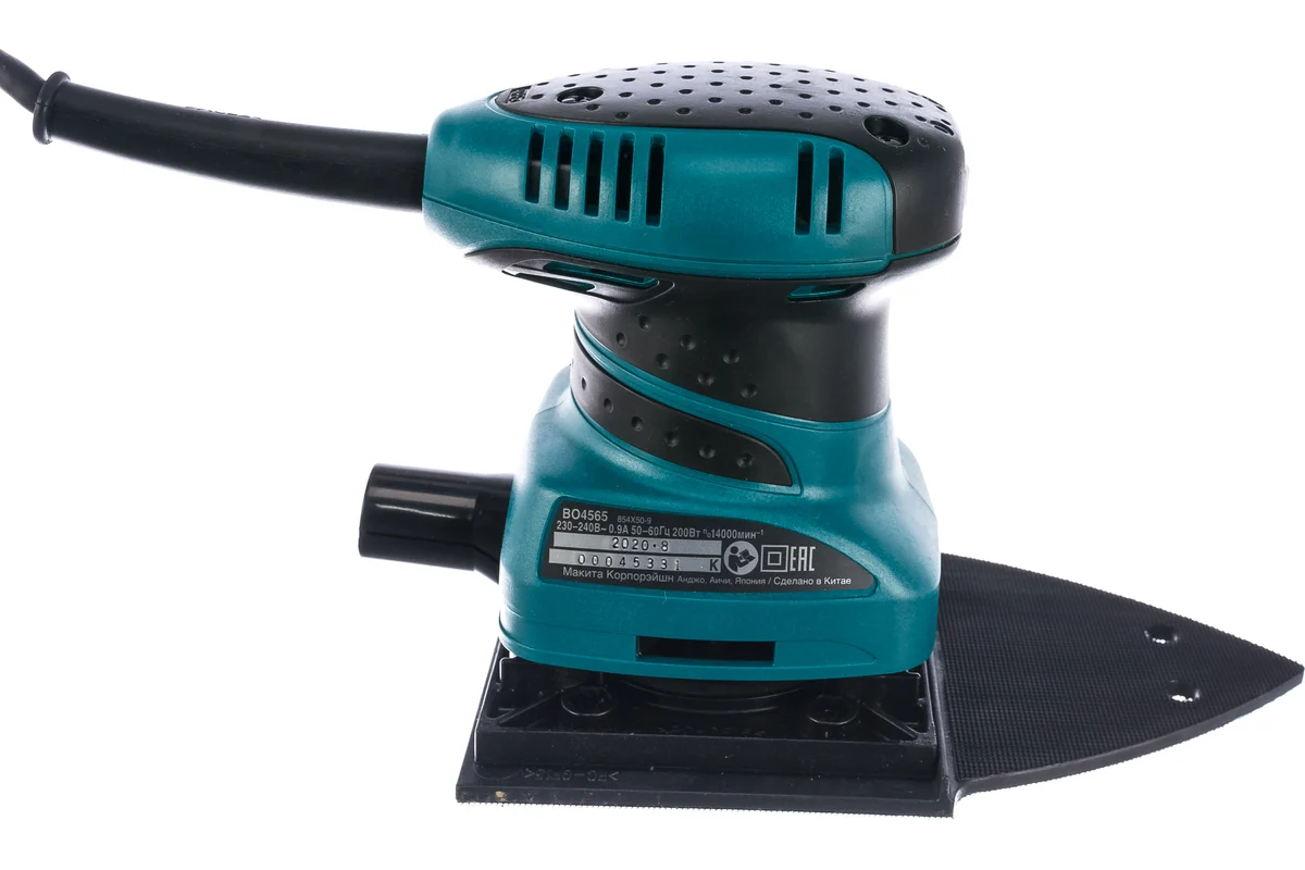 Makita Виброшлифмашина ВО 4565, 200Вт, 114х102мм рабоч.поверхн., угол 96мм