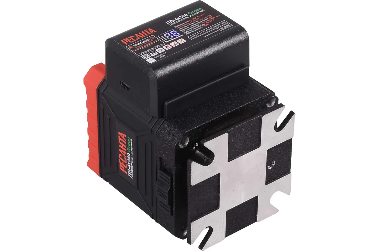 Построитель лазерный ПЛ-4Х360ШС Green Лучи: 2H-360º; точность: ±1,5 мм / 5 м; самовыравн  // Ресанта