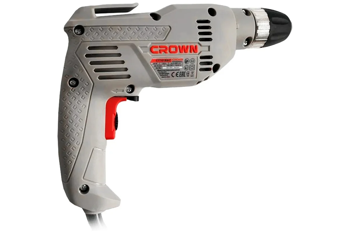 Дрель безударная CROWN CT10126C, 400 Вт, 0-300 об/мин, БЗП-10 мм, 1,3 кг
