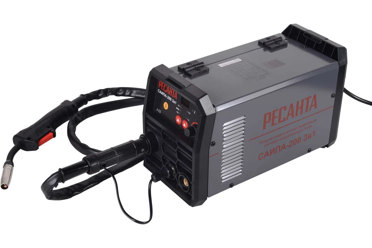 Сварочный полуавтомат САИПА-200 3в1 инвертор, полуавтомат, MMA, FCAW, TIG, 140-270 В, 15-200 Ресанта