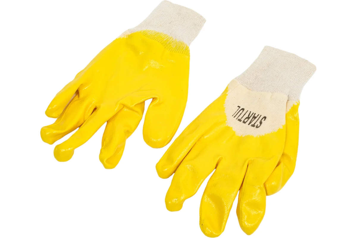 Перчатки х/б, нитриловое покрытие (неполный облив), манжет резинка, 10 р-р STARTUL