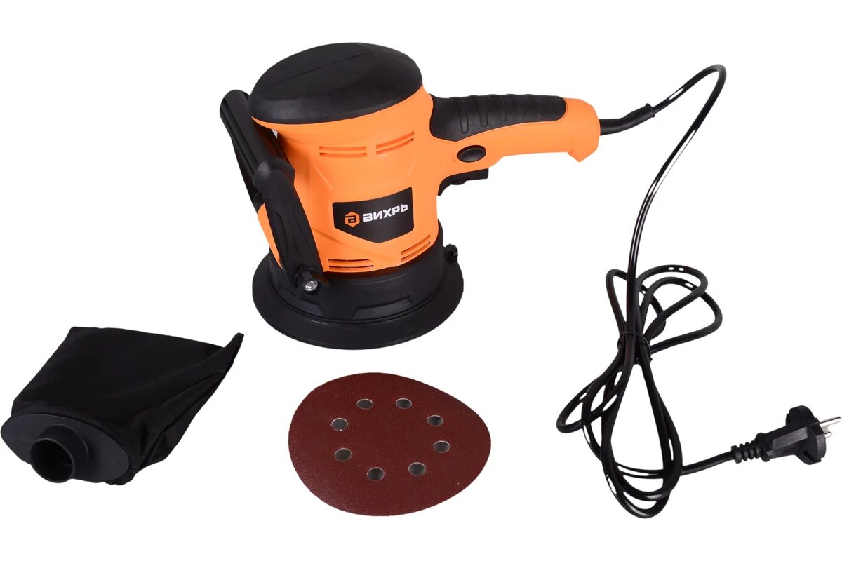 Эксцентриковая шлифовальная машина ЭШМ-125Э Вихрь, 450 Вт, 6000-14000 об/мин, ф 125 мм, 2,1 кг